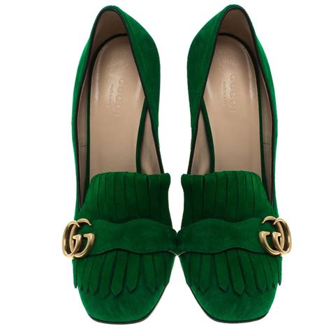 gucci emerald suede pumps|Gucci slingback heels.